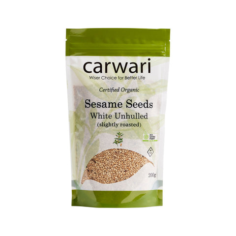 Carwari Organic Sesame Seeds White Unhulled (Slightly Roasted) 200g
