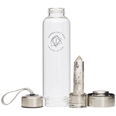 Summer Salt Body Crystal Elixir Glass Water Bottle - Clear Quartz - 550ml