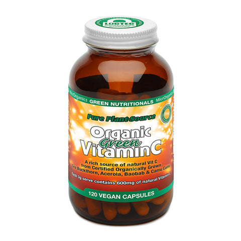 Green Nutritionals Organic Green Vitamin C Capsules (600mg) - 120 Caps