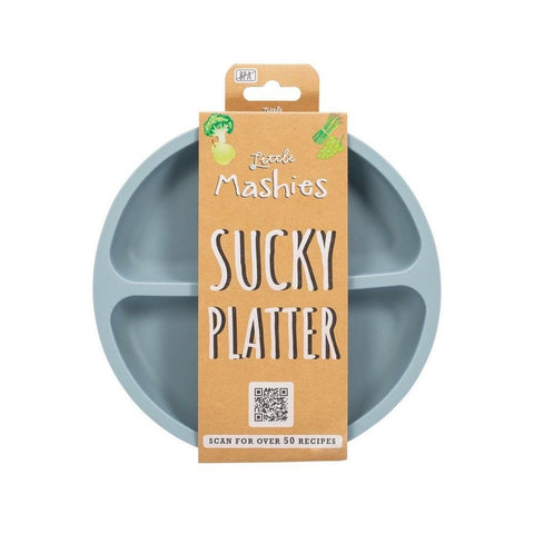 Little Mashies Silicone Sucky Platter Plate - Dusty Blue