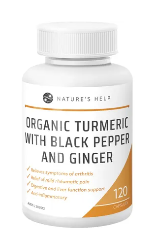 Nature's Help Organic Turmeric Capsules with Black Pepper & Ginger 120 Caps