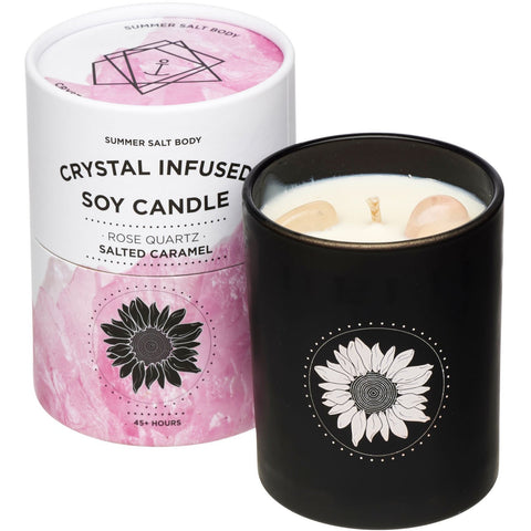 Summer Salt Body - Crystal Infused Soy Candle - Rose Quartz - Salted Caramel