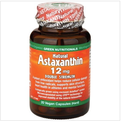 Green Nutritionals Natural Astaxanthin Vegan Caps (12mg) Double Strength 20 caps