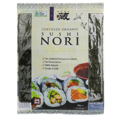 Kura Certified Organic Sushi Nori 28g (10 sheets)