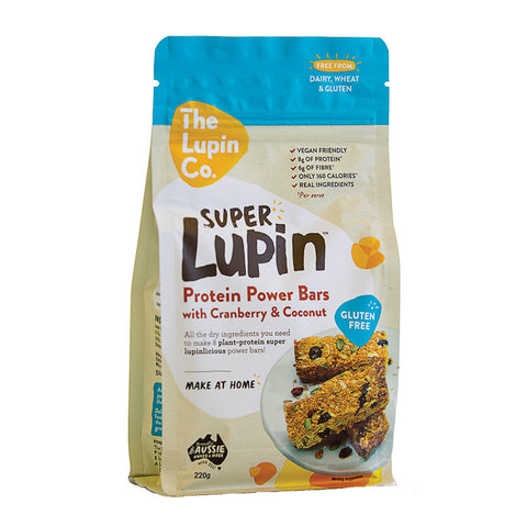 The Lupin Co. Super Lupin Protein Power Bars Cranberry and Coconut Mix 220g