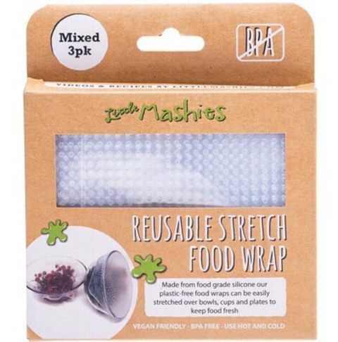 Little Mashies Reusable Stretch Silicone Food Wrap Small, Medium & Large - 3pk