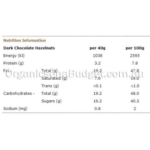 Organic Times Dark Chocolate Hazelnuts 150g
