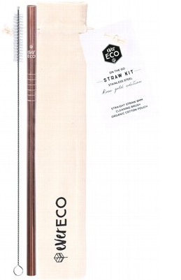 Ever Eco On-The-Go Straight Stainless Steel Straw Kit - Rose Gold