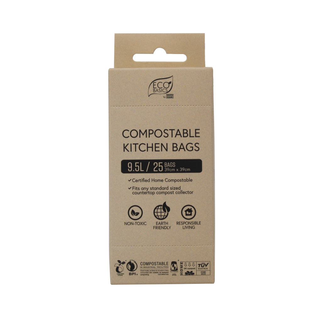 White Magic Eco Basics Compostable Kitchen Bags 9.5L x 25