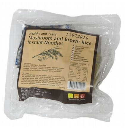 Nutritionist Choice Noodles Instant Brown Rice Mushroom Flavour 60g