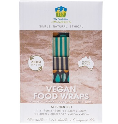 The Family Hub Organics Vegan Food Wraps - Kitchen Set 4 Pack