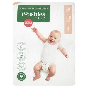 TOOSHIES BY TOM Nappies With Organic Bamboo Size 2 Infant - 4-8kg 2x48