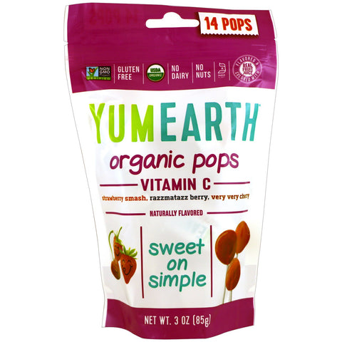 Yum Earth Organic Vitamin C Pops Lollipops 14 Pack 85g