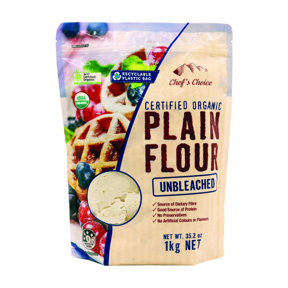 Chef's Choice Certified Organic Plain Flour Unbleached 1kg