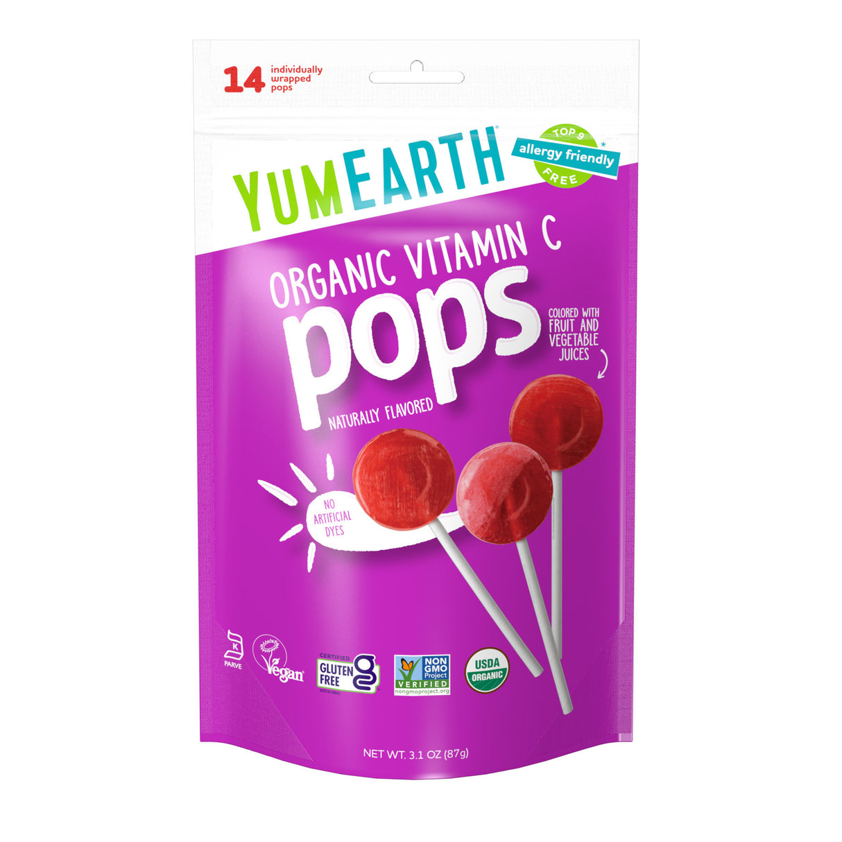Yum Earth Organic Vitamin C Pops Lollipops 87g x 6