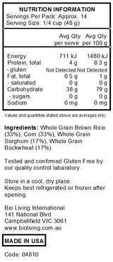 Bob's Red Mill Gluten Free Mighty Tasty Hot Cereal 680g nutrtional information