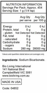 Bob's Red Mill Pure Baking Soda Pouch 454g nutrtional information