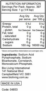 Bob's Red Mill All Natural Baking Powder Pouch 385g nutrtional information