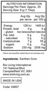 Bob's Red Mill Gluten Free Xanthan Gum 227g nutrtional information