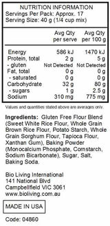 Bob's Red Mill Gluten Free Self Raising Flour 680g nutrtional information