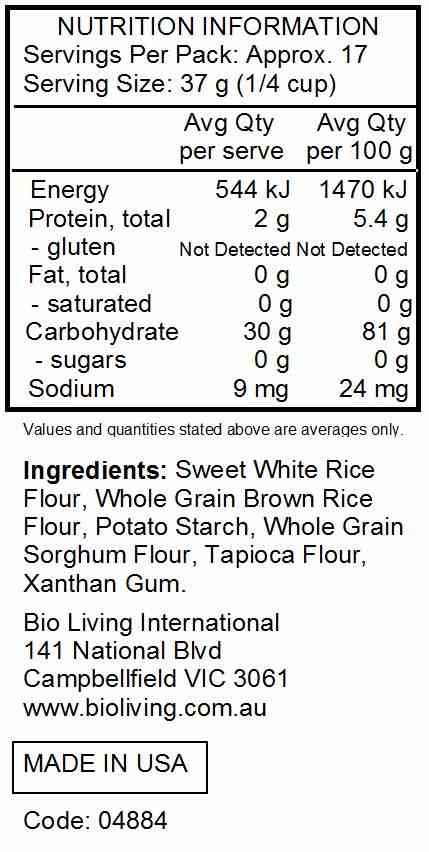 Bob's Red Mill Gluten Free 1-to-1 Baking Flour 623g nutrtional information