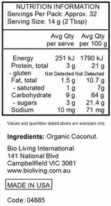 Bob's Red Mill Certified Organic Coconut Flour 453g nutrtional information