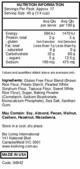 Bob's Red Mill Gluten Free Pancake Mix 680g nutrtional information