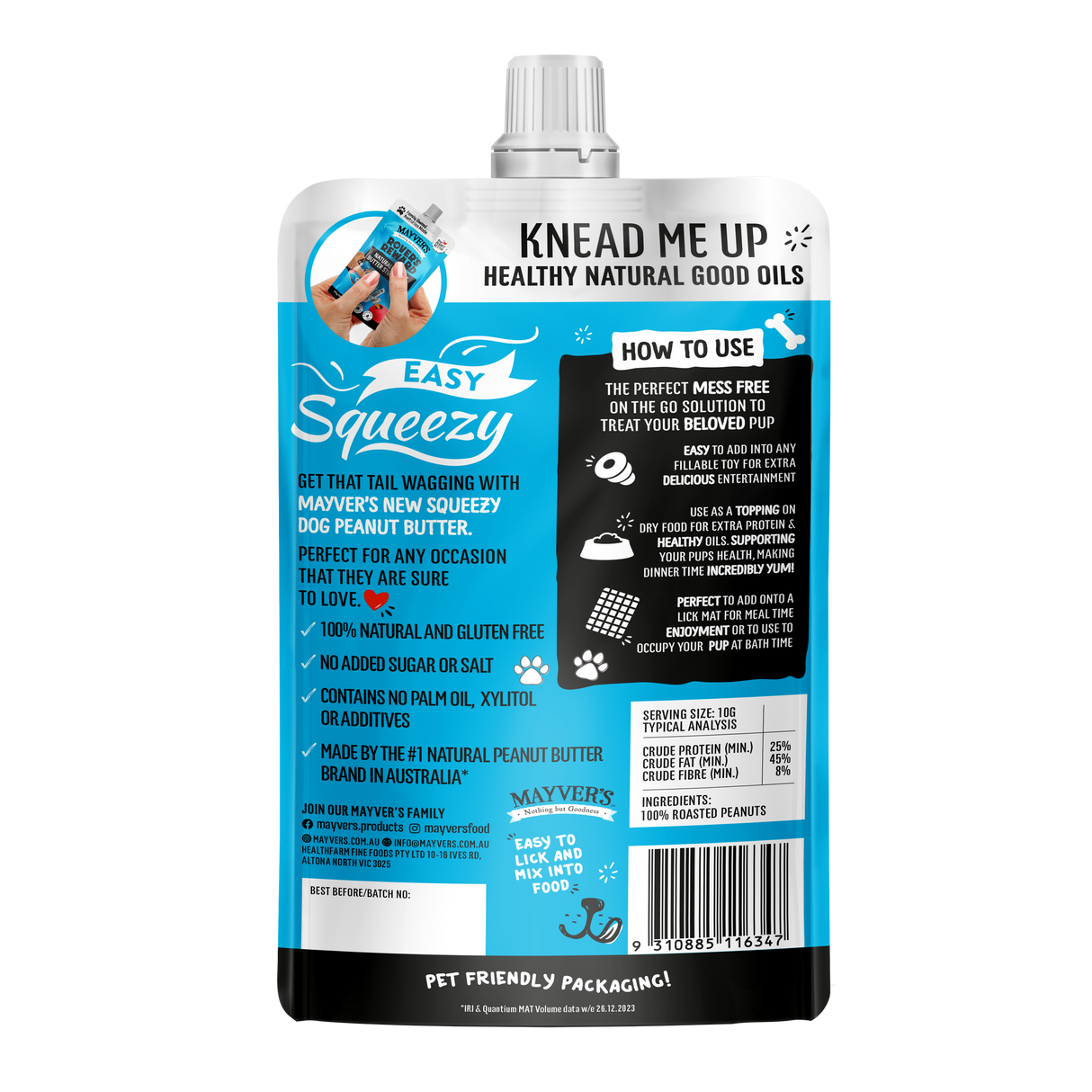 Mayver's Rover's Reward Natural Dogs Peanut Butter Pouch 180g x8