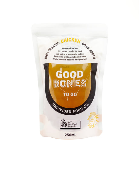 Undivided Food Co Good Bones 100% Organic Chicken Bone Broth 8x250ml front