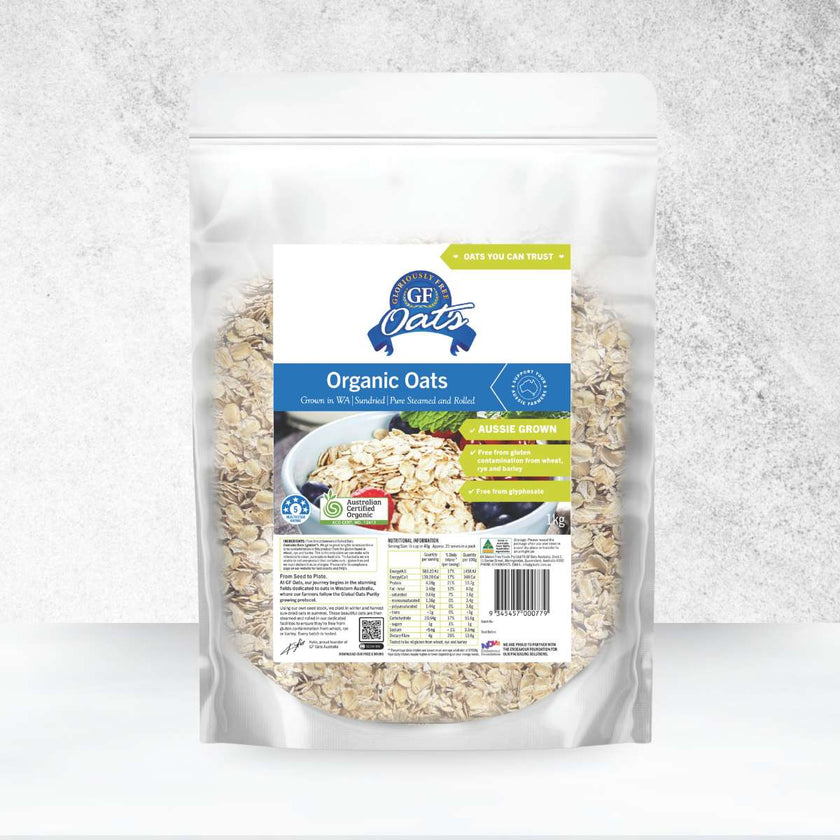 Gloriously Free Certified Organic Oats 1kg front