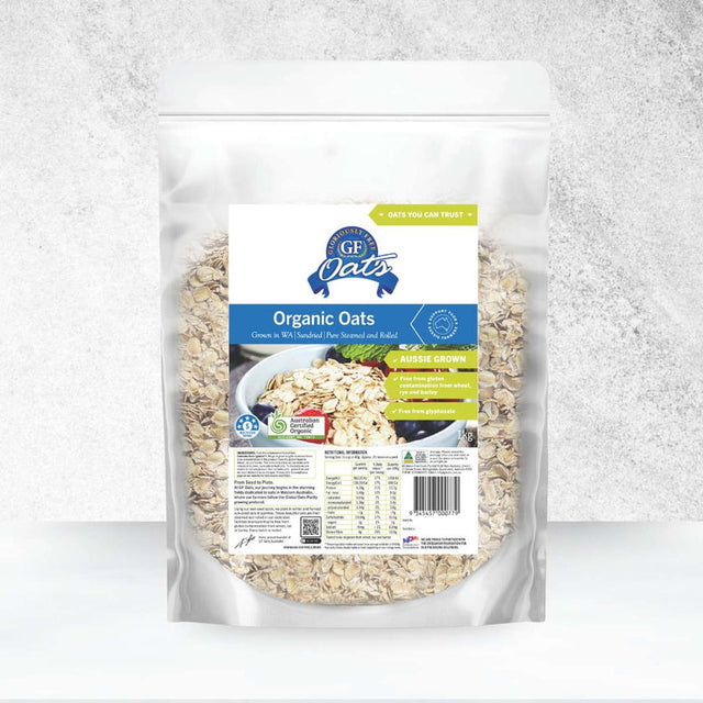 Gloriously Free Certified Organic Oats 1kg front