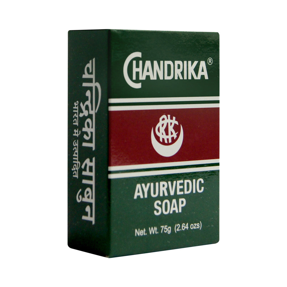 Chandrika Ayurvedic Soap 75g front side view