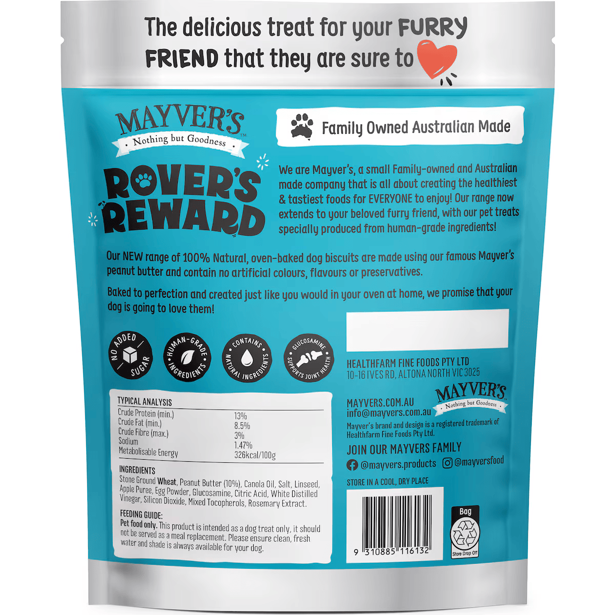 Mayver's Rover's Reward Dogs Peanut Butter Biscuits 250g x5
