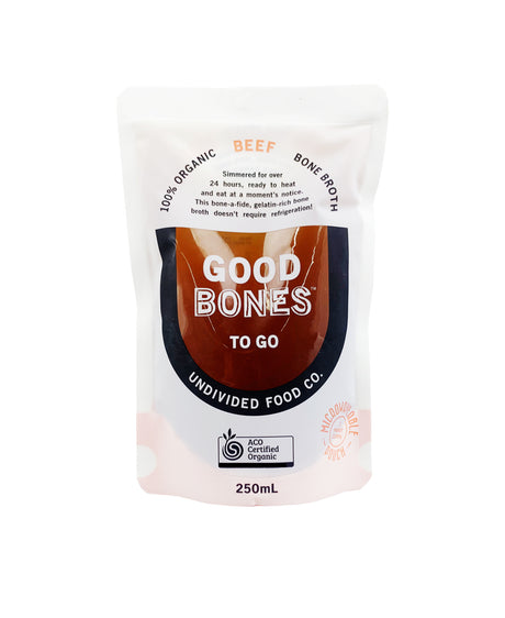 Undivided Food Co Good Bones 100% Organic Beef Bone Broth 8x250ml front