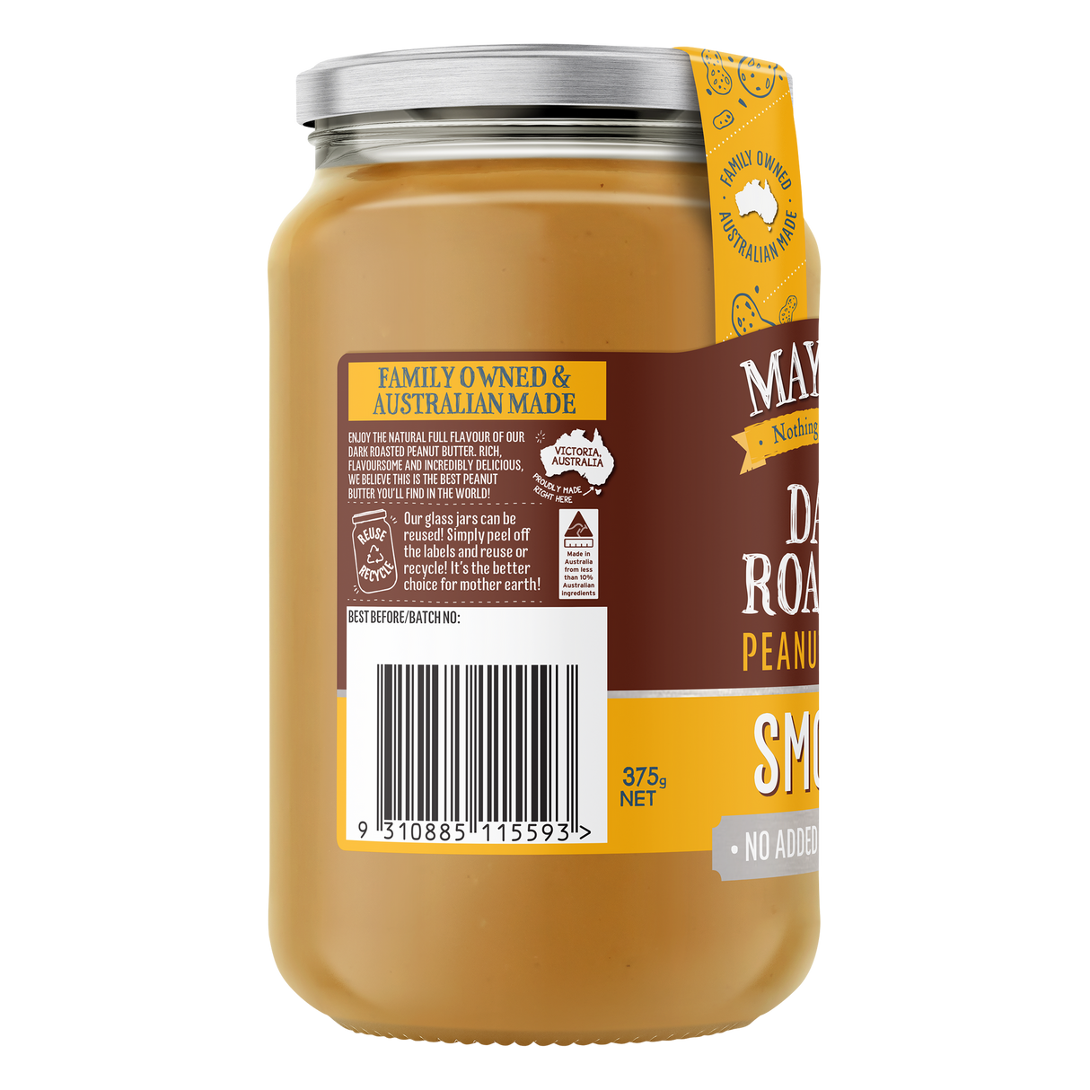 Mayver's Peanut Butter Dark Smooth 375g x6