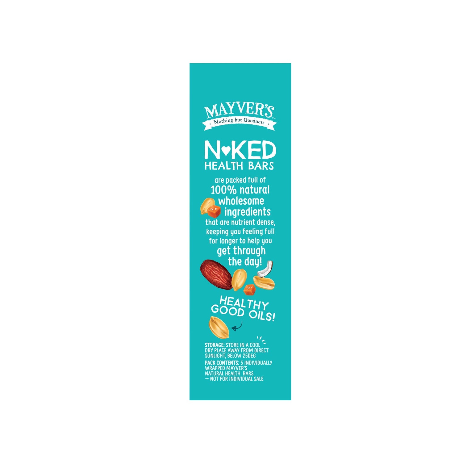 Mayver’s Naked Health Bars Salted Caramel Peanut Butter 40g x 15 Side