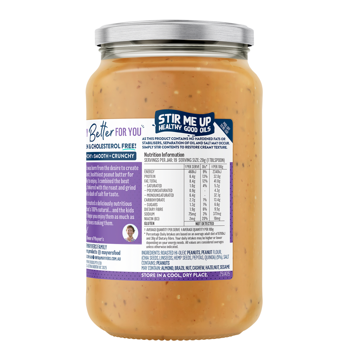 Mayver's Peanut Butter Protein + 5 Seed 375g x6
