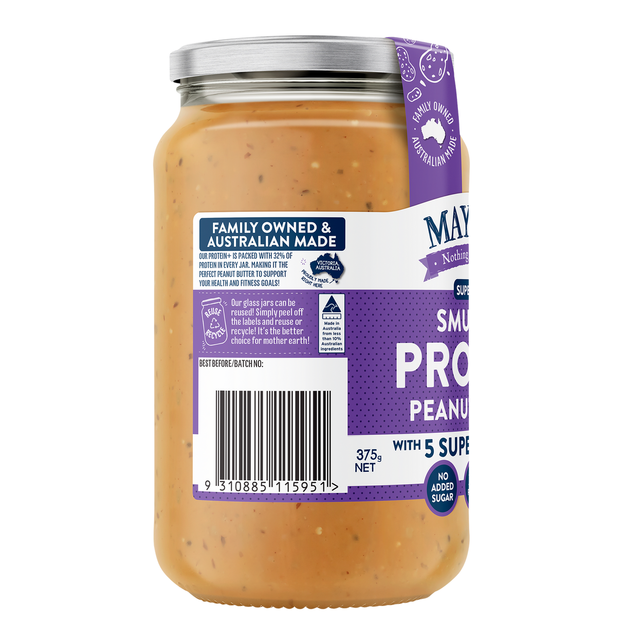 Mayver's Peanut Butter Protein + 5 Seed 375g x6