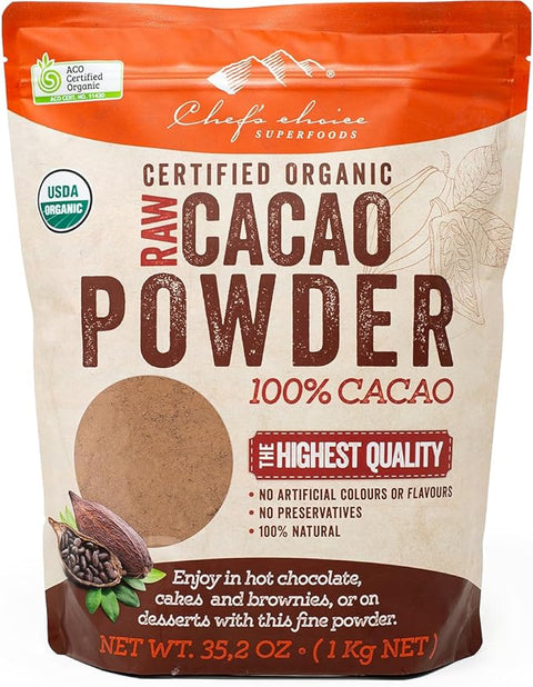 Chef's Choice Raw Organic Cacao Powder 1kg CLEARANCE