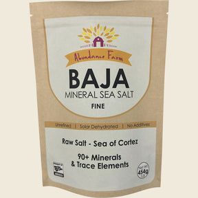 Abundance Farm Baja Mineral Sea Salt Fine 454g front