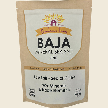 Abundance Farm Baja Mineral Sea Salt Fine 454g front