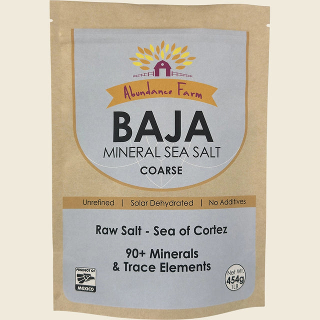 Abundance Farm Baja Mineral Sea Salt Coarse 454g front