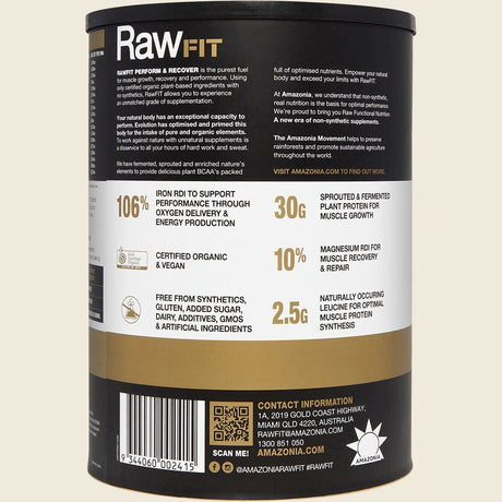 Amazonia RawFit Plant Protein Perform & Recover Rich Chocolate Back