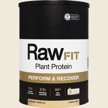 Amazonia RawFit Plant Protein Perform & Recover Creamy Vanilla 1.25kg Front