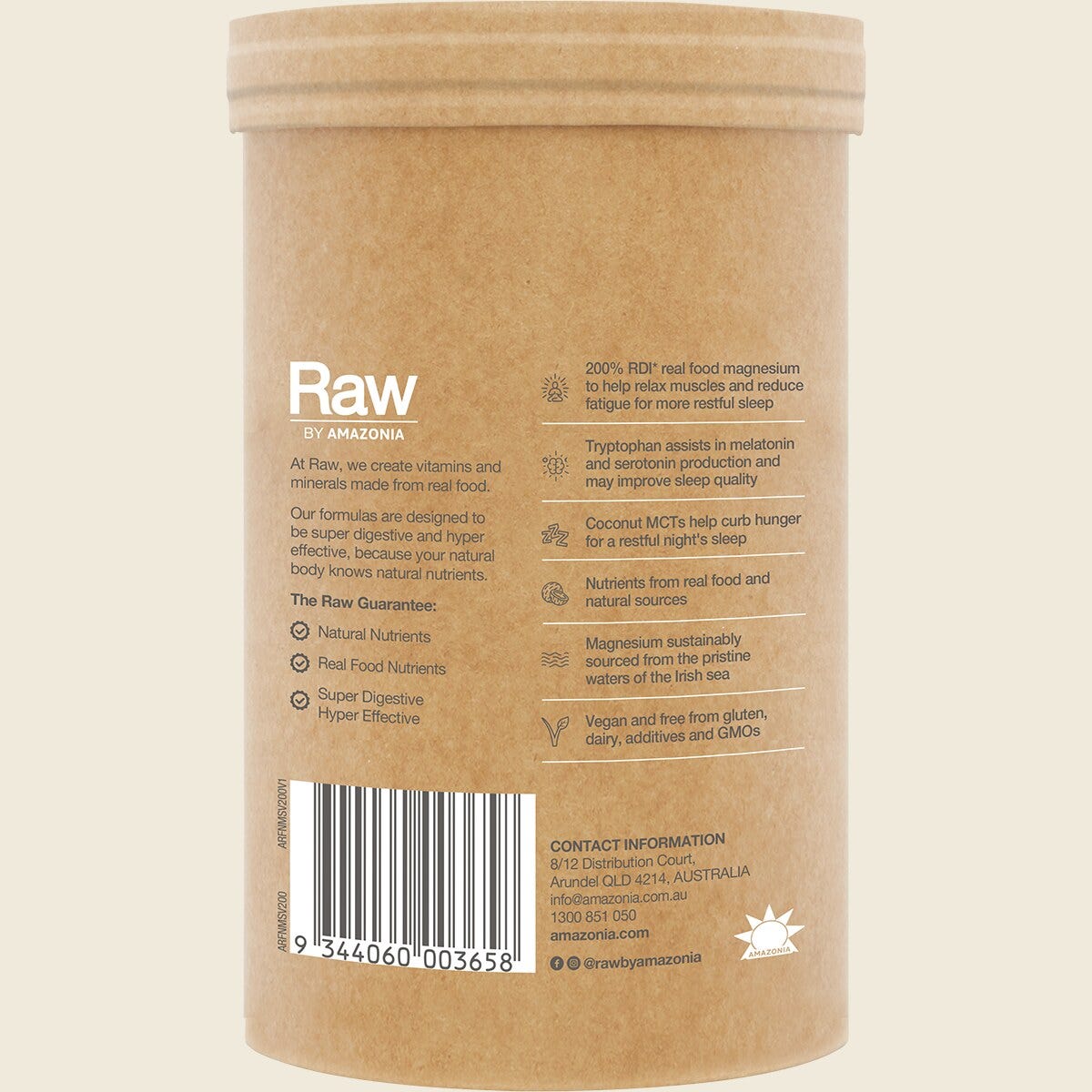Amazonia Raw Sleep Magnesium Dreamy Vanilla Back
