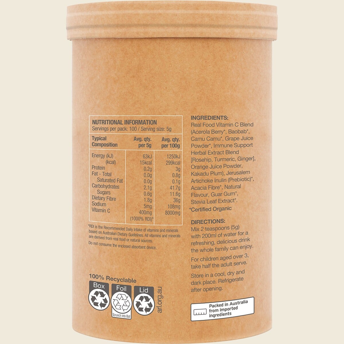 Amazonia Raw Organic Vitamin C Passionfruit Side