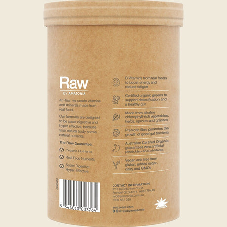 Amazonia Raw Organic Greens Vanilla Mint 500g Back