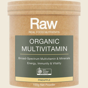 Amazonia Raw Organic Multivitamin Pineapple 100g Front