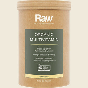 Amazonia Raw Organic Multivitamin Pineapple 500g Front