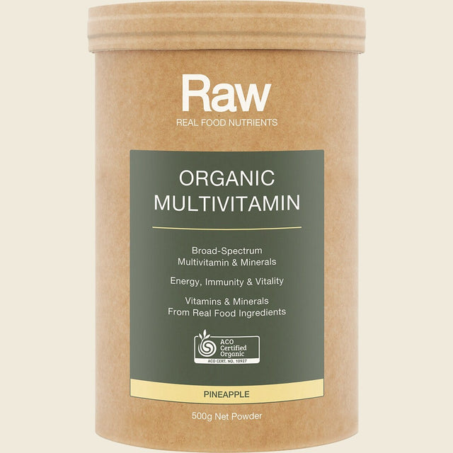 Amazonia Raw Organic Multivitamin Pineapple 500g Front